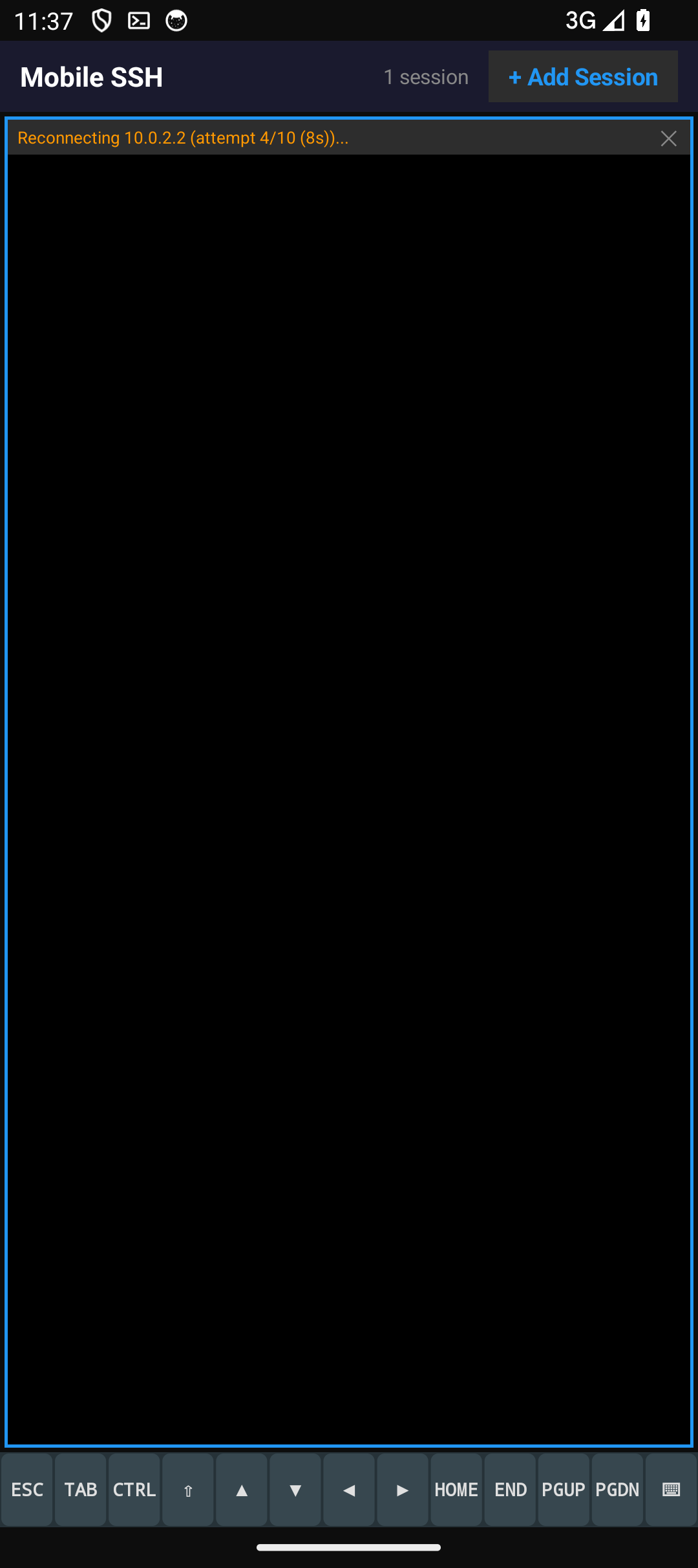 SSH terminal on a phone with https:// URLs underlined as tappable clickable links.